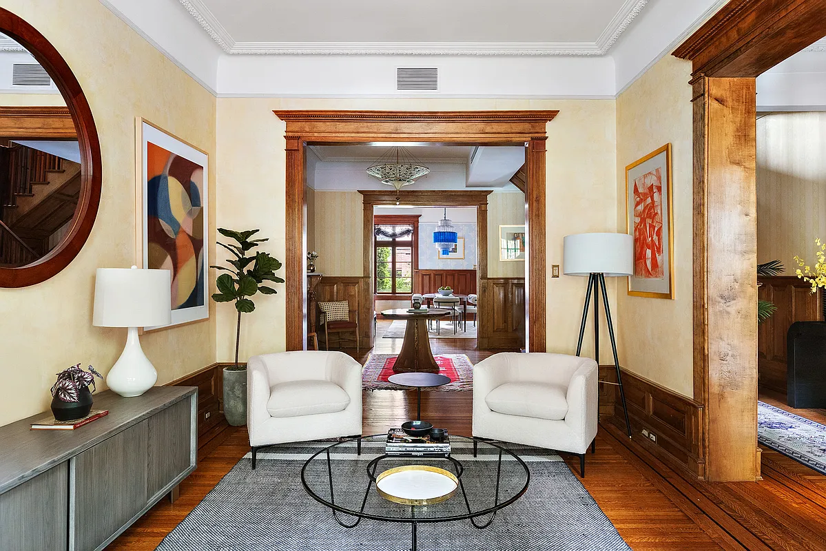 park slope - parlor with wood floor, picture rails