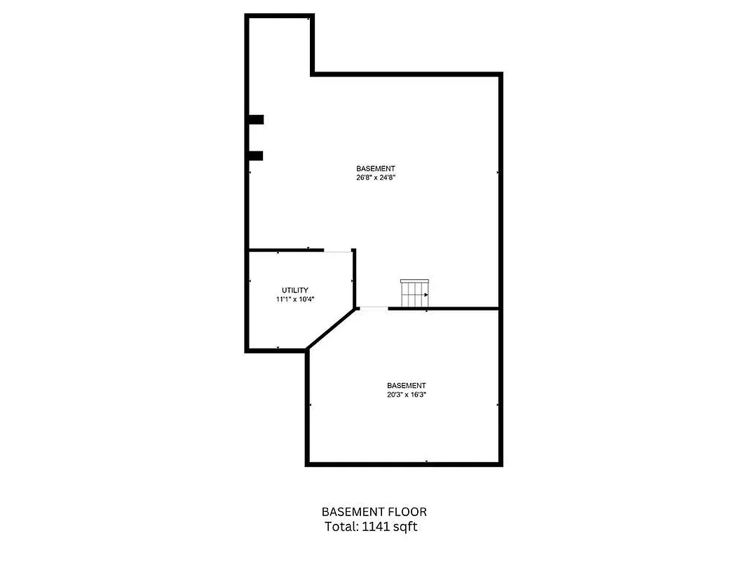 basement plan showing a utility room and storage