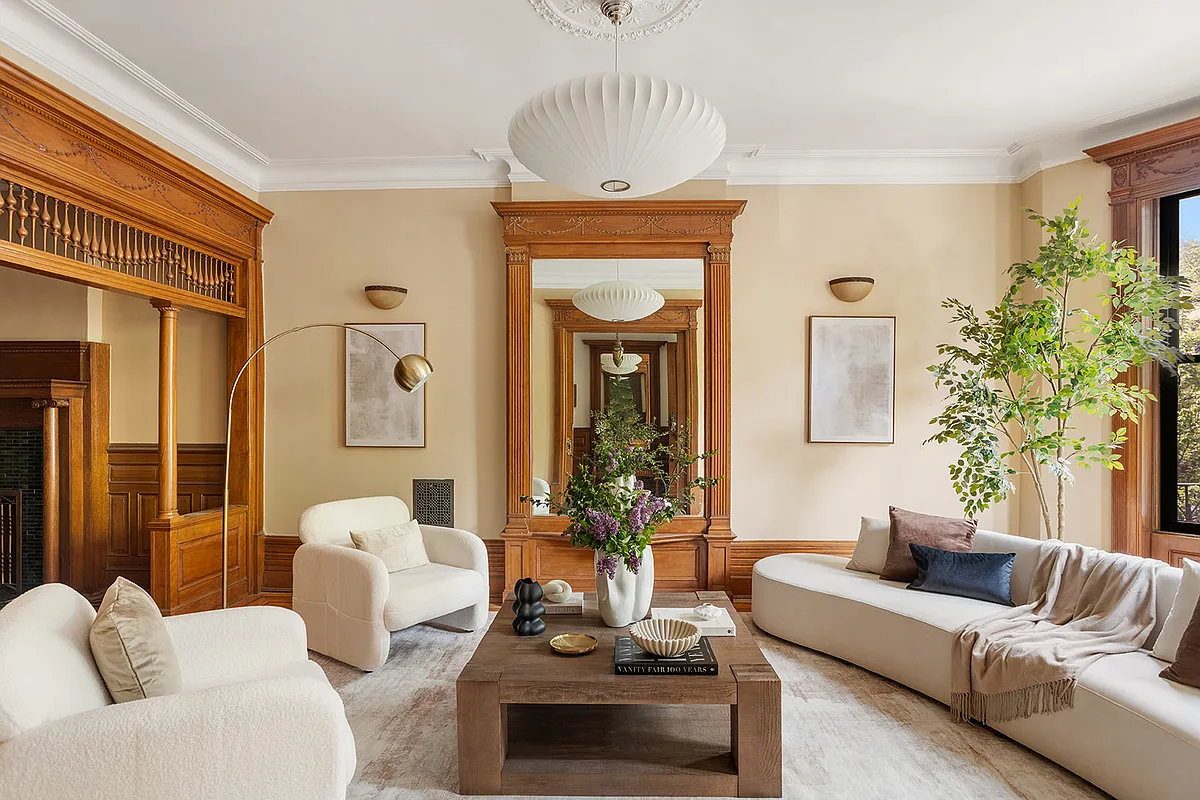 brooklyn open houses - a plg parlor with a pier mirror
