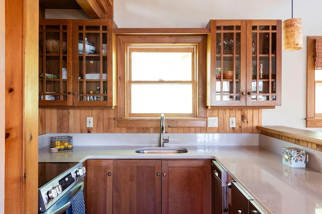 kitchen with wood cabinets
