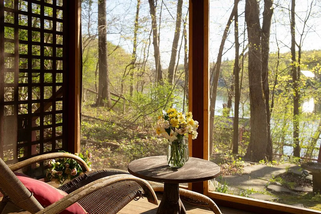 view from screened porch down to the water