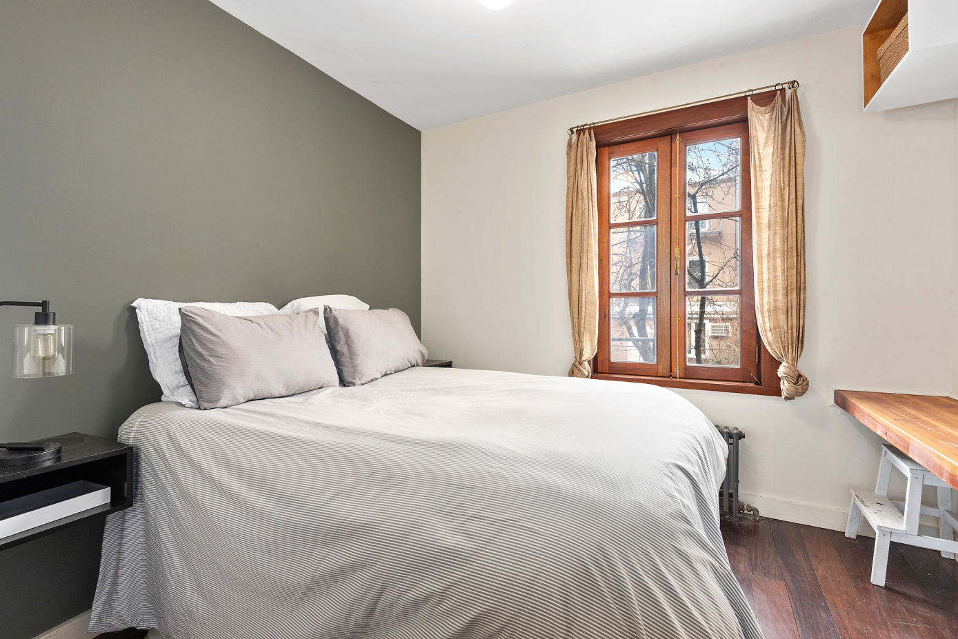 bedroom with wood floor