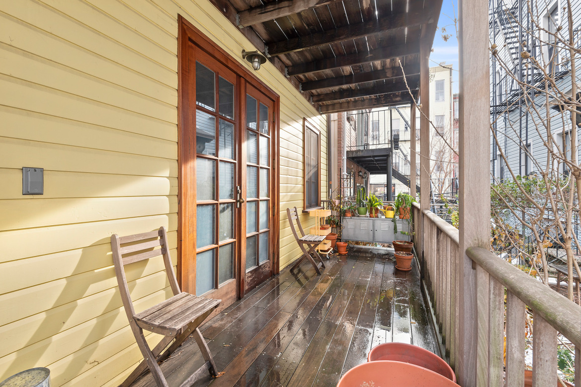 second story porch with room for seating