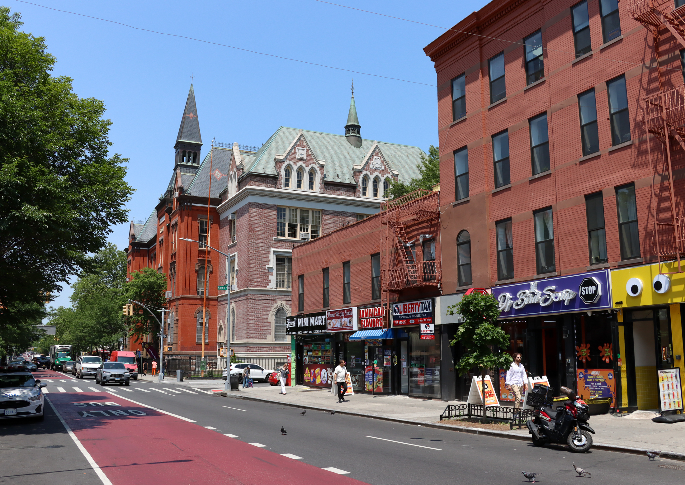 view on nostrand avenue toward the red brick high school