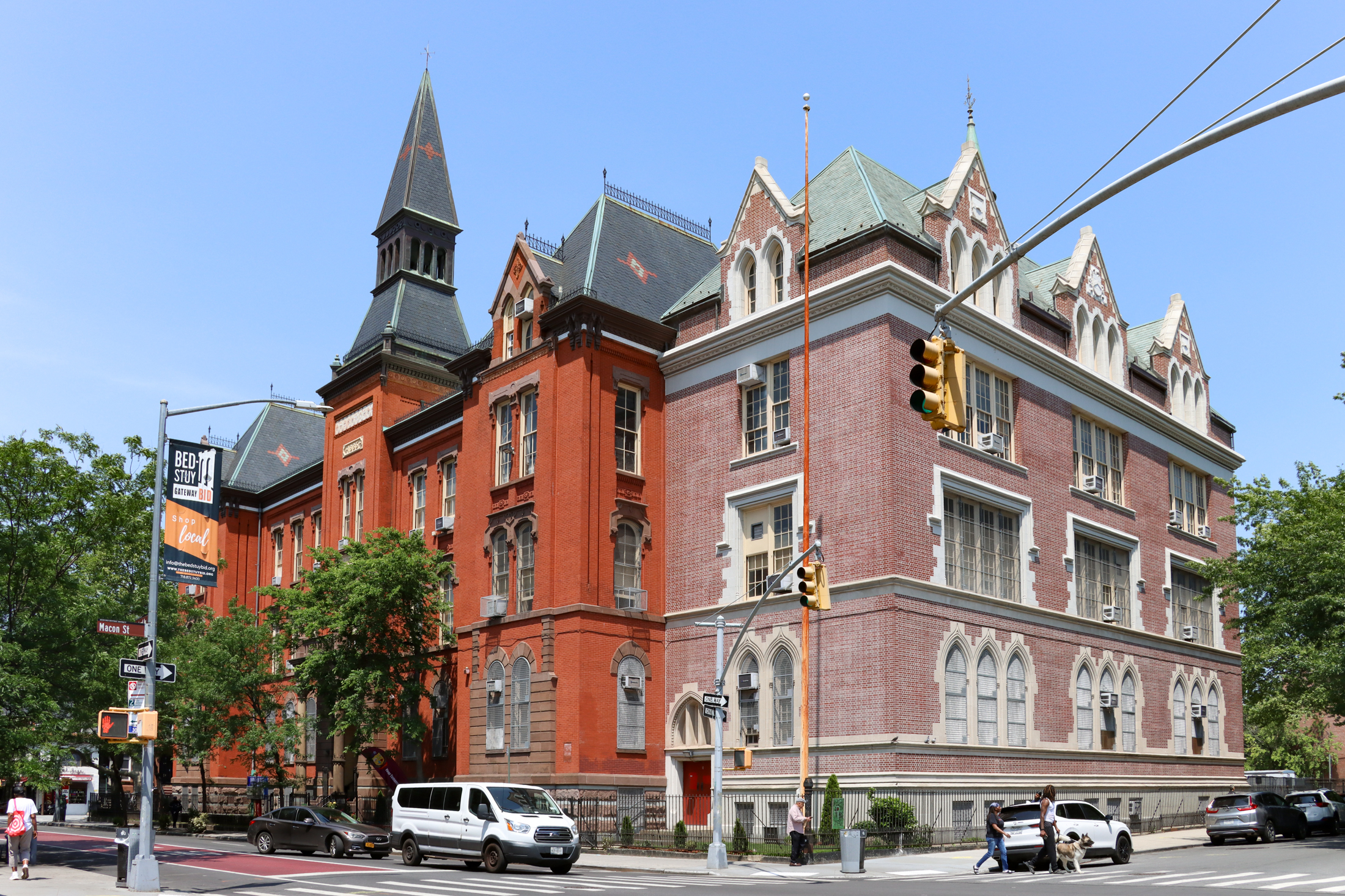 bed stuy - red brick exterior of the former girls high school