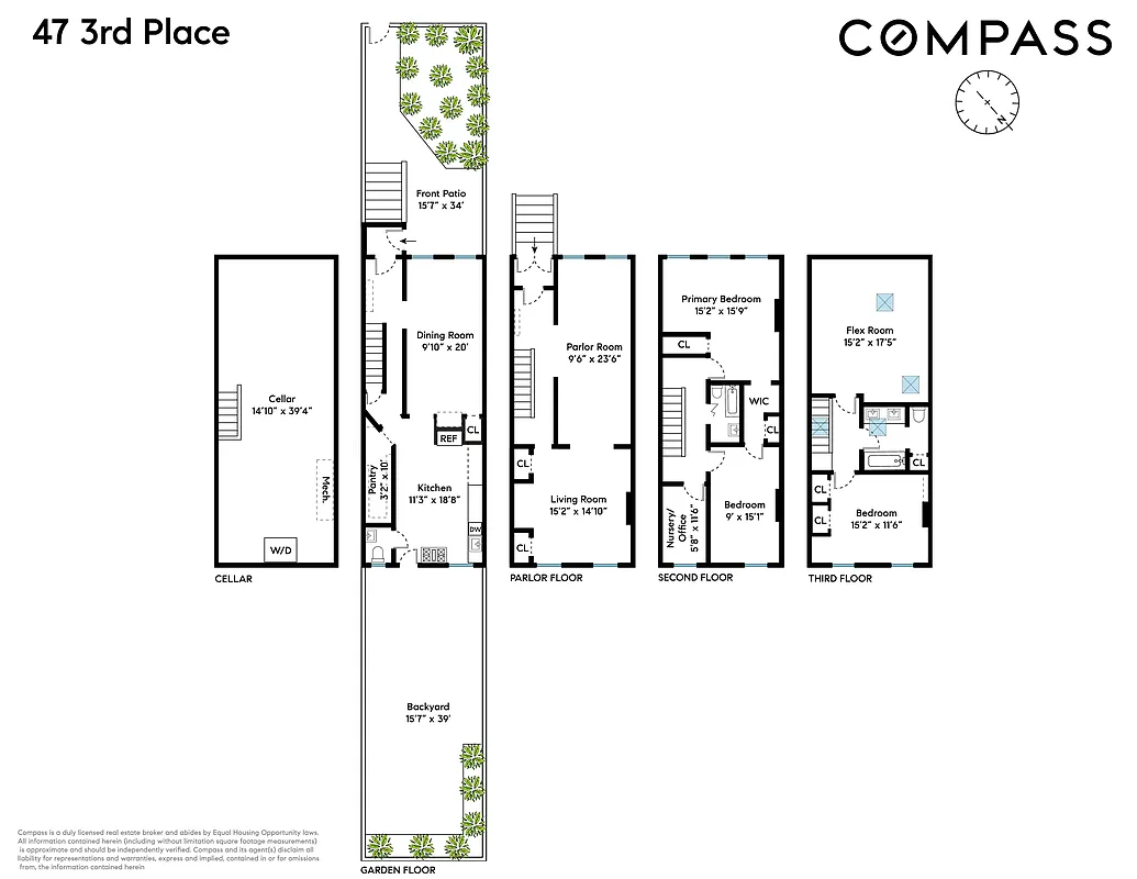 floorplan showing kitchen on garden level and three floors above