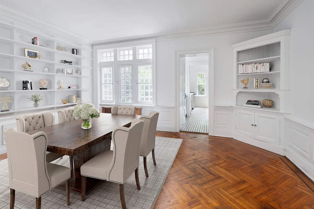 dining room with corner built-in