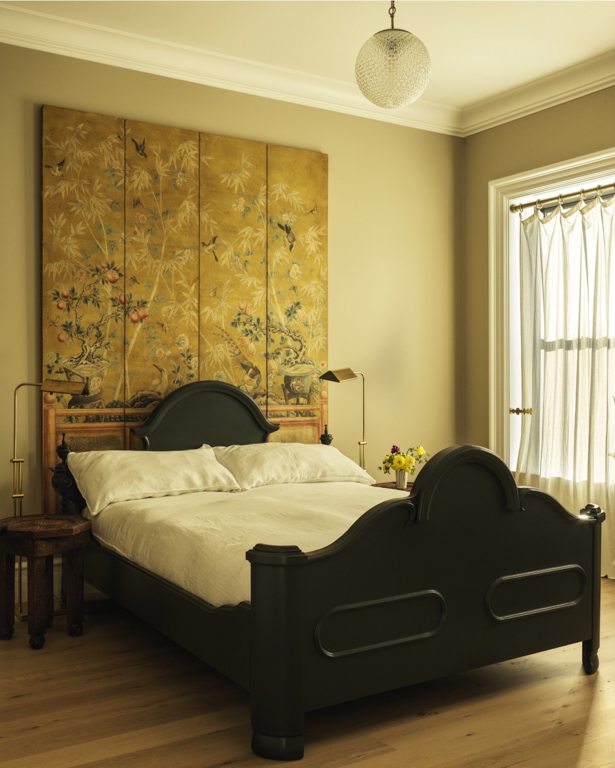 CARVED WOOD BED WITH GILDED ART