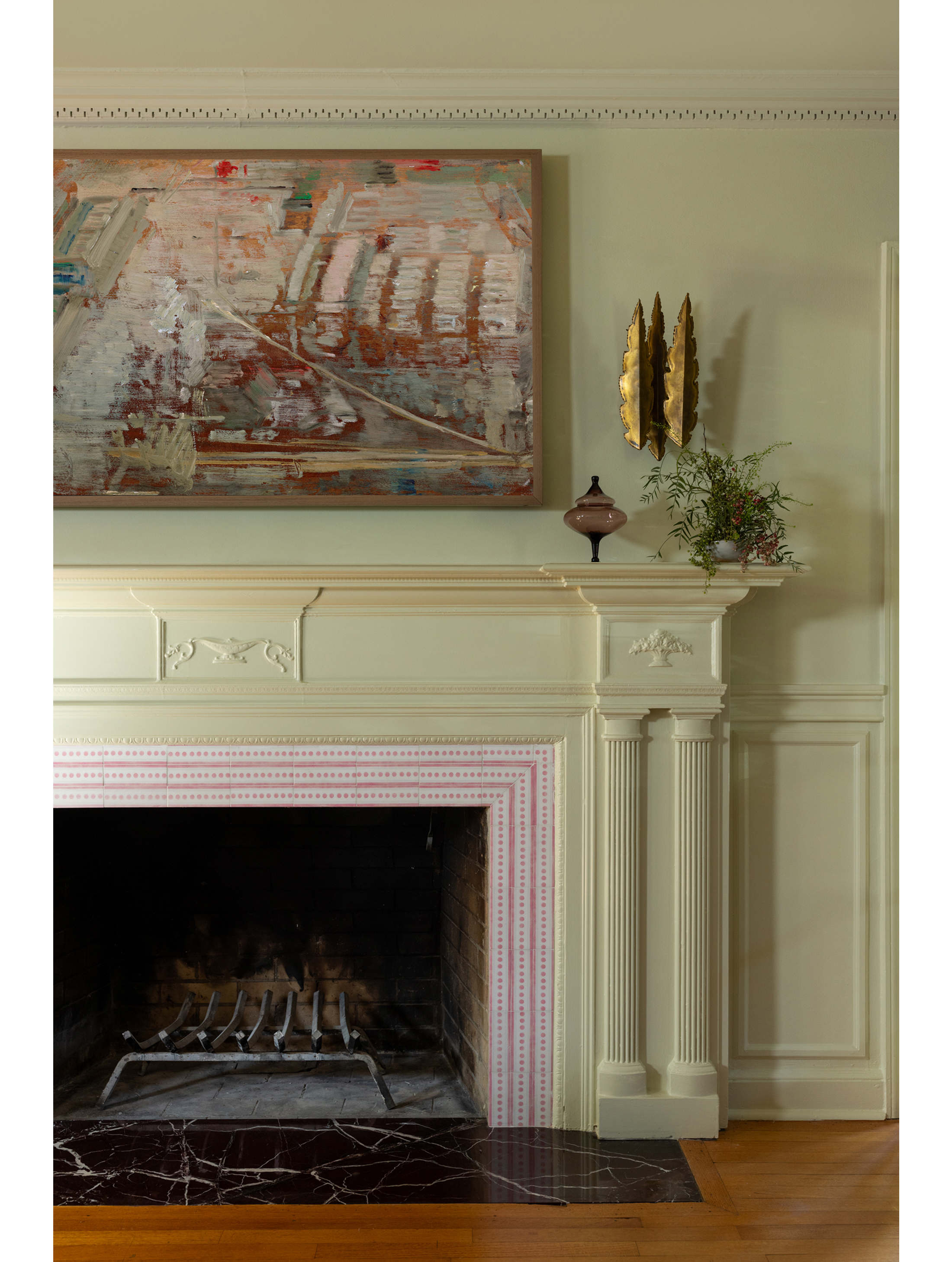 painted mantel details
