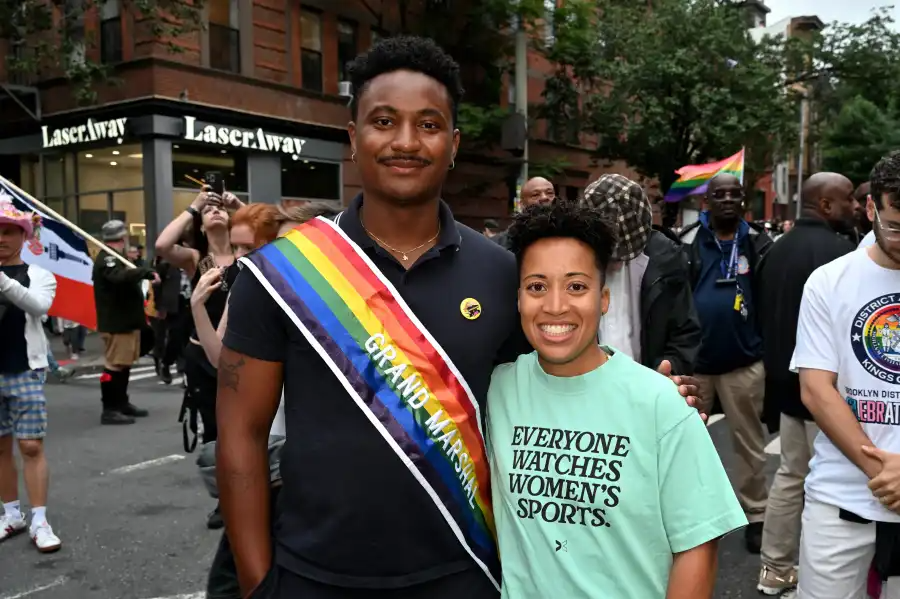 Grand Marshal and City Council Member Chi Ossé and Council Member Crystal Hudson.