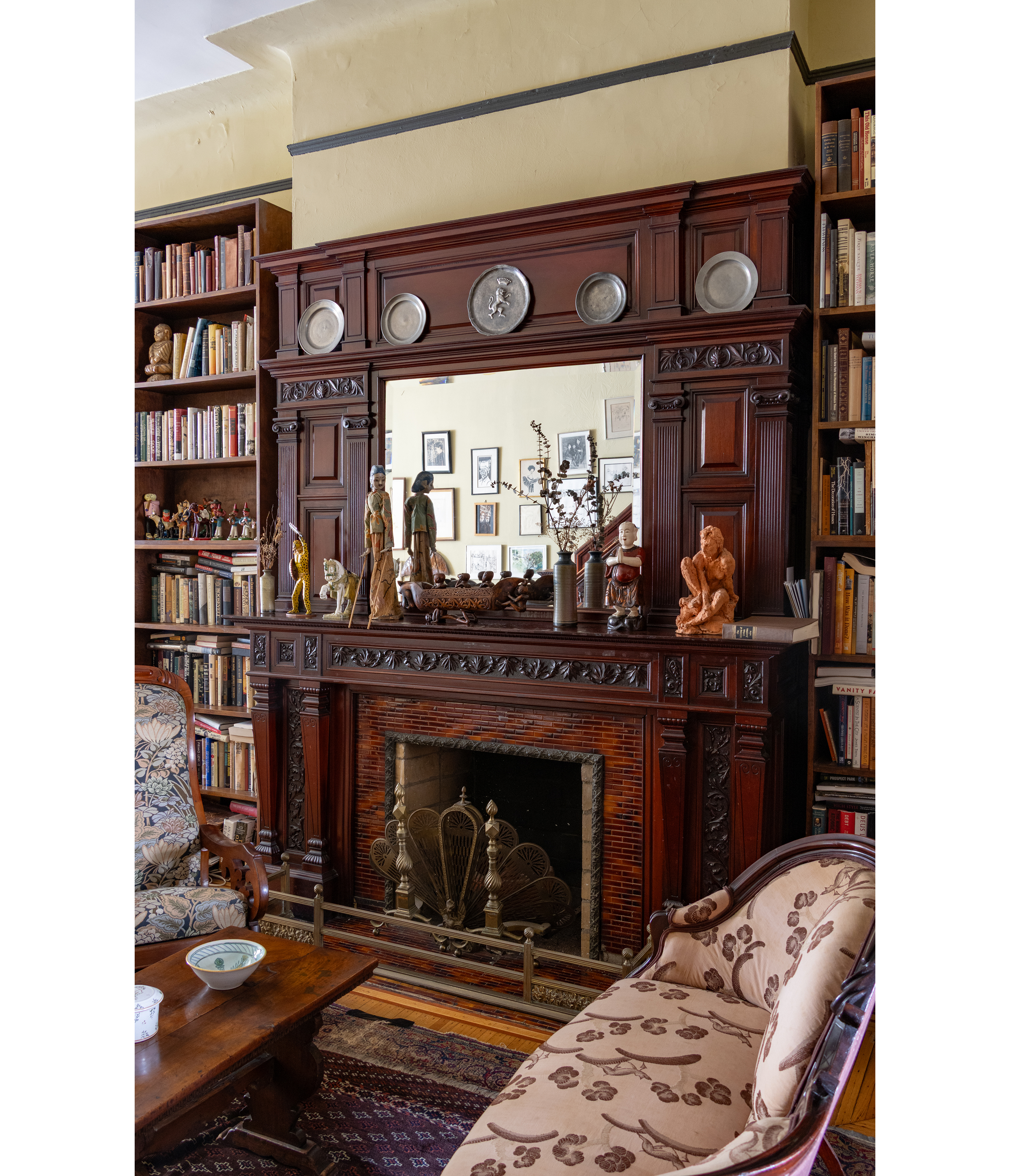 front parlor with a mantel