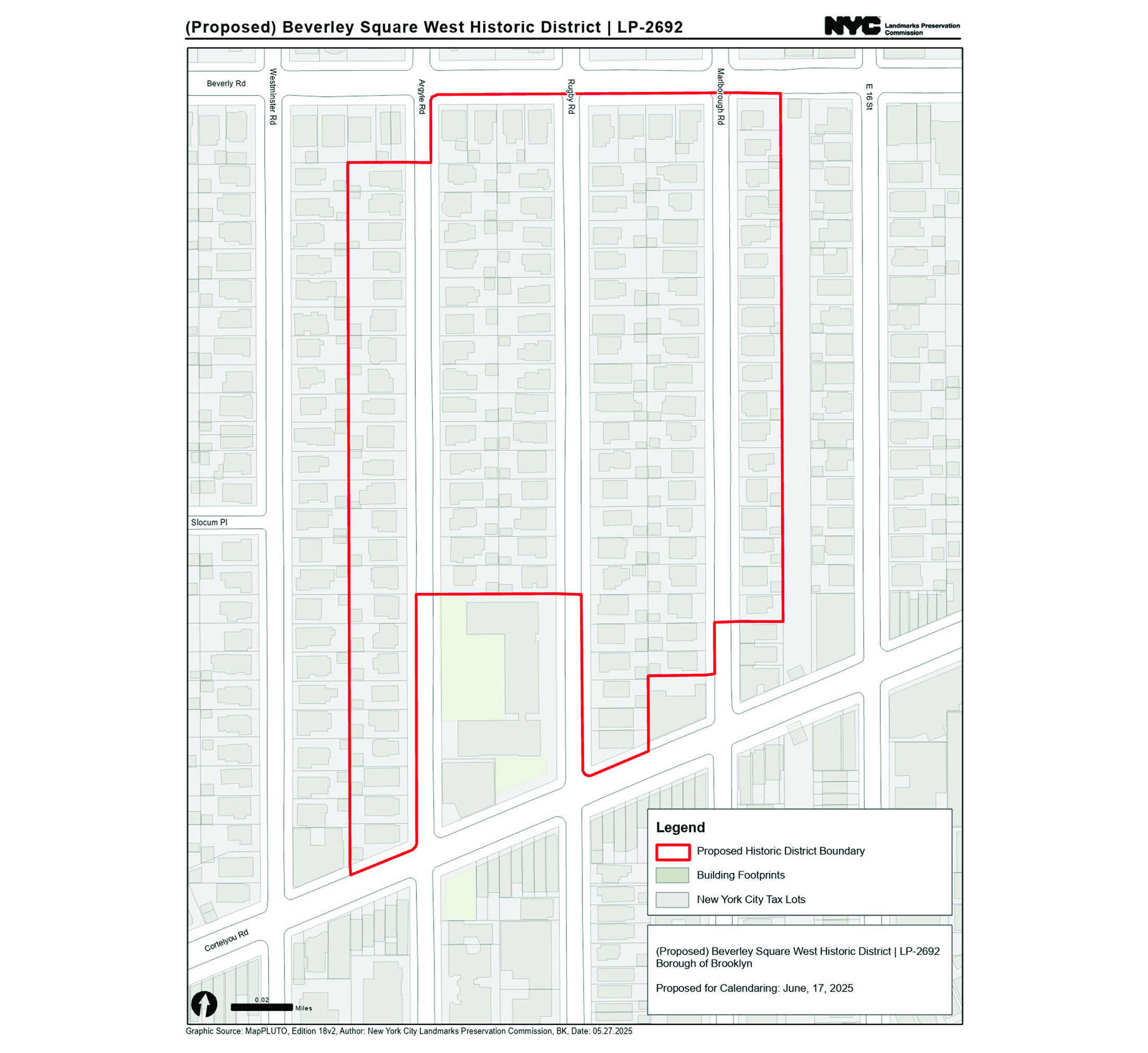 Map of the proposed Beverley Square West Historic District