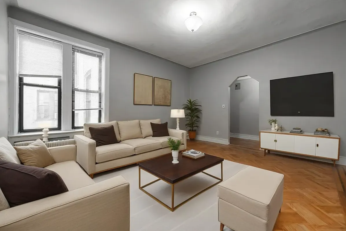 virtually staged living room with seating area