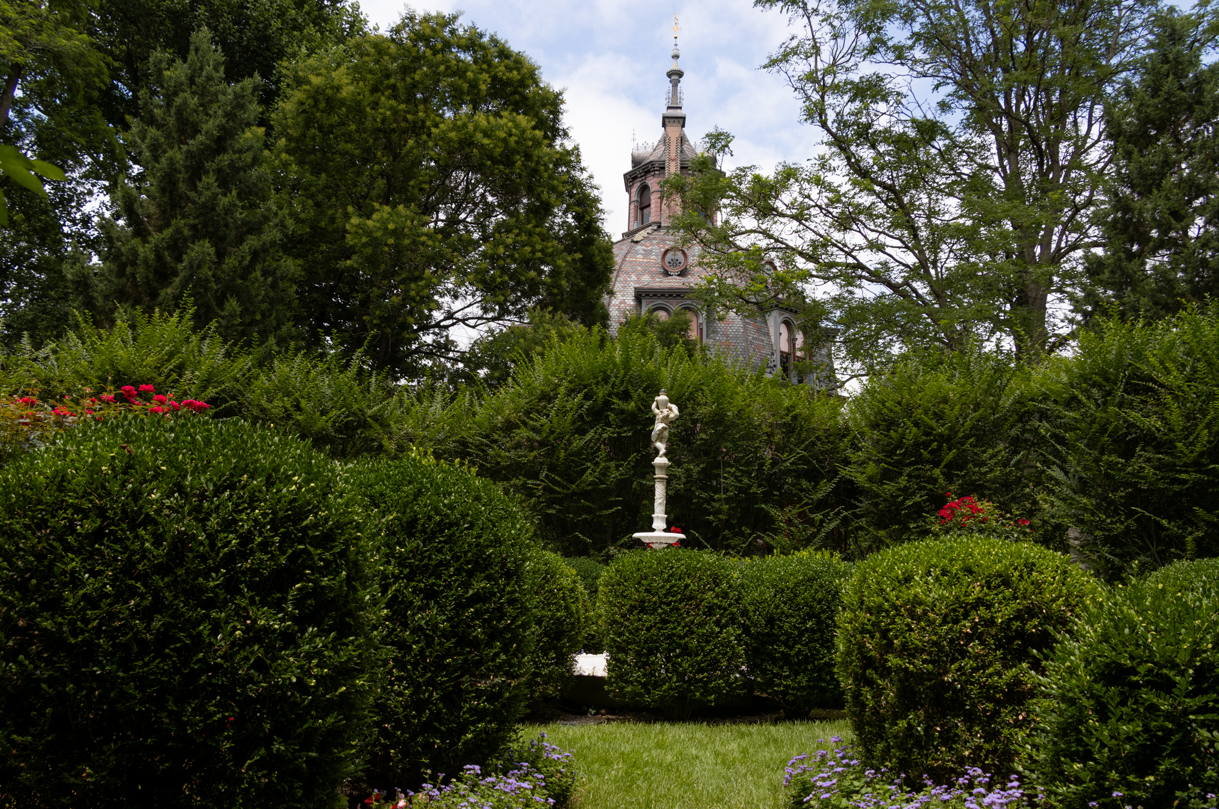 garden with a fountain