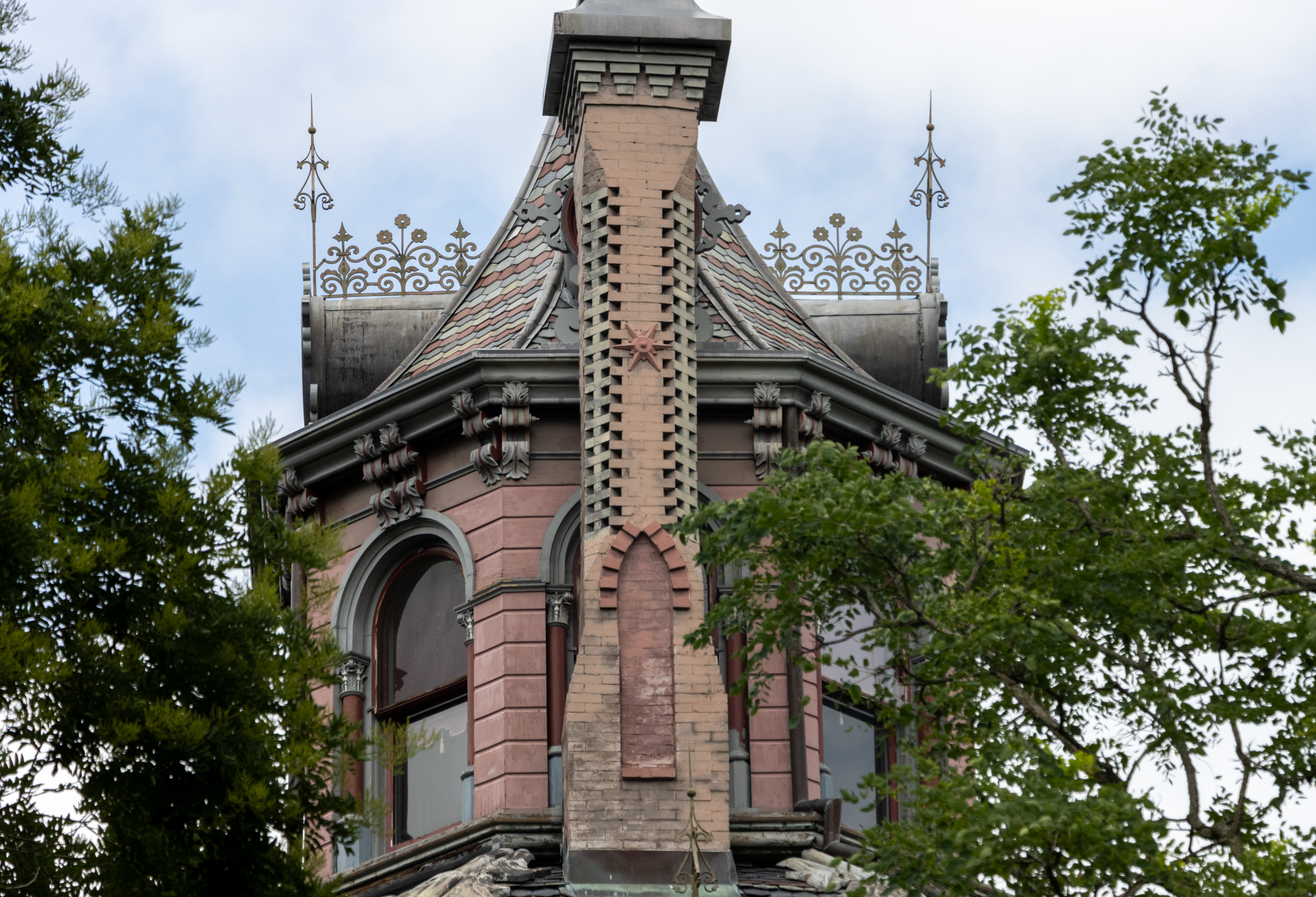 brick details on a chimney