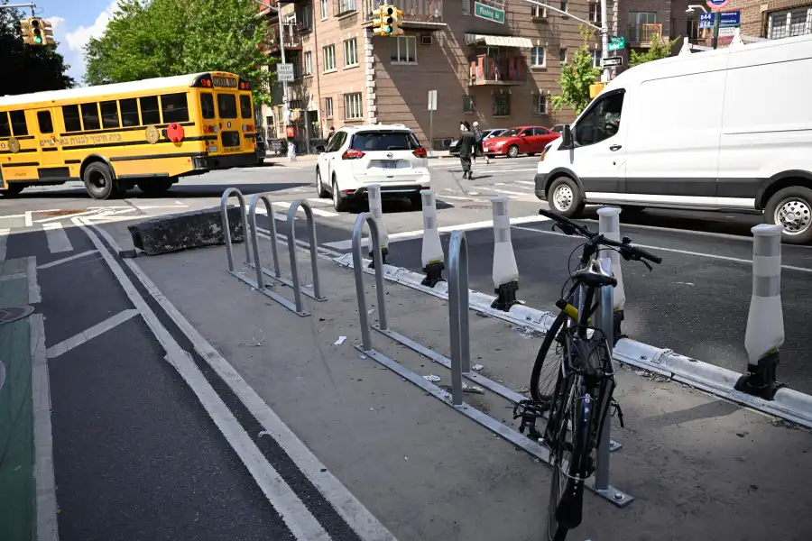 a bike lane with traffic