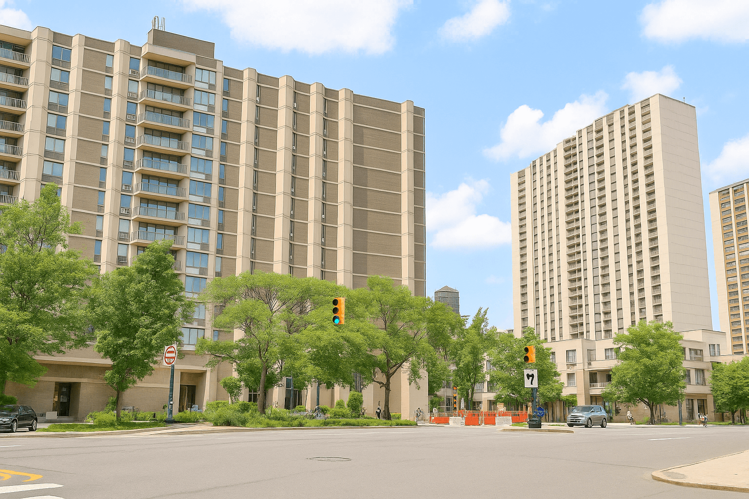 rendering of cadman towers housing complex