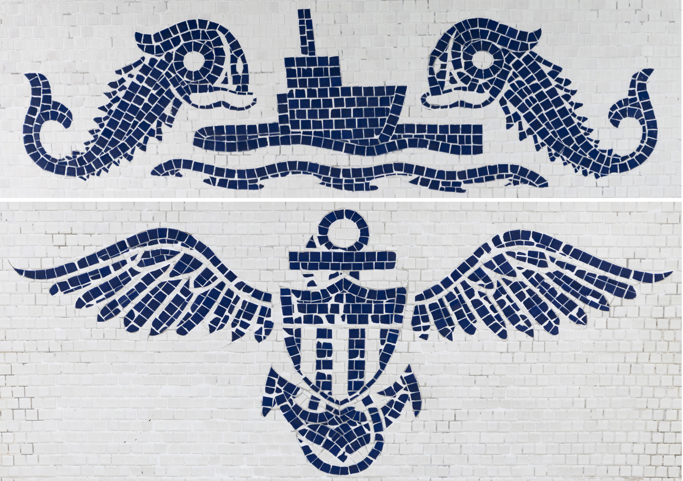 blue mosaic tiles on a white background