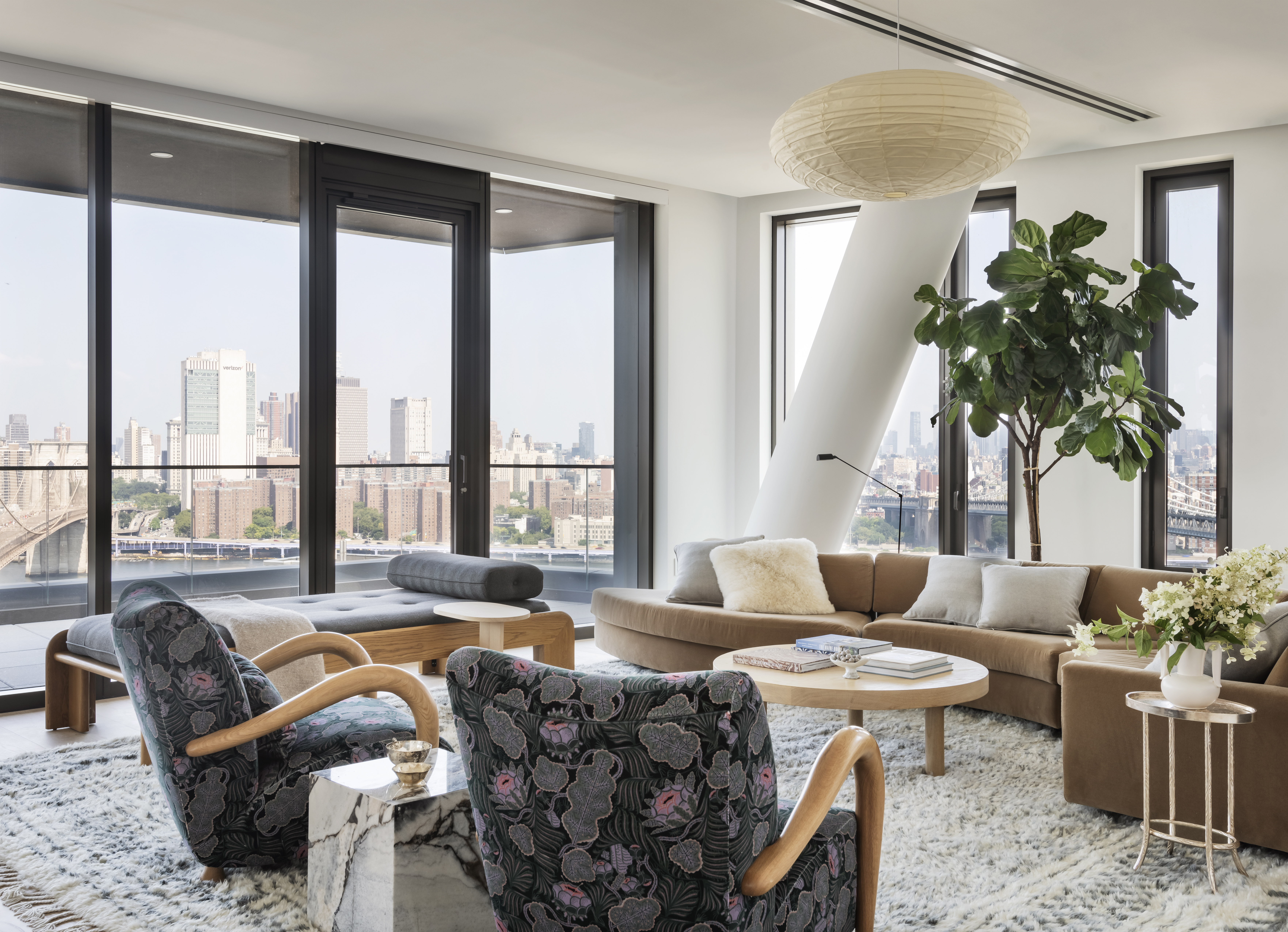 LIVING ROOM WITH BLUE ARMCHAIRS