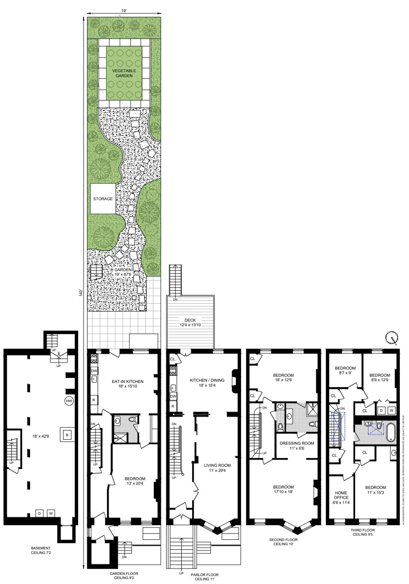 floorplan showing an owner's triplex and a garden level apartment