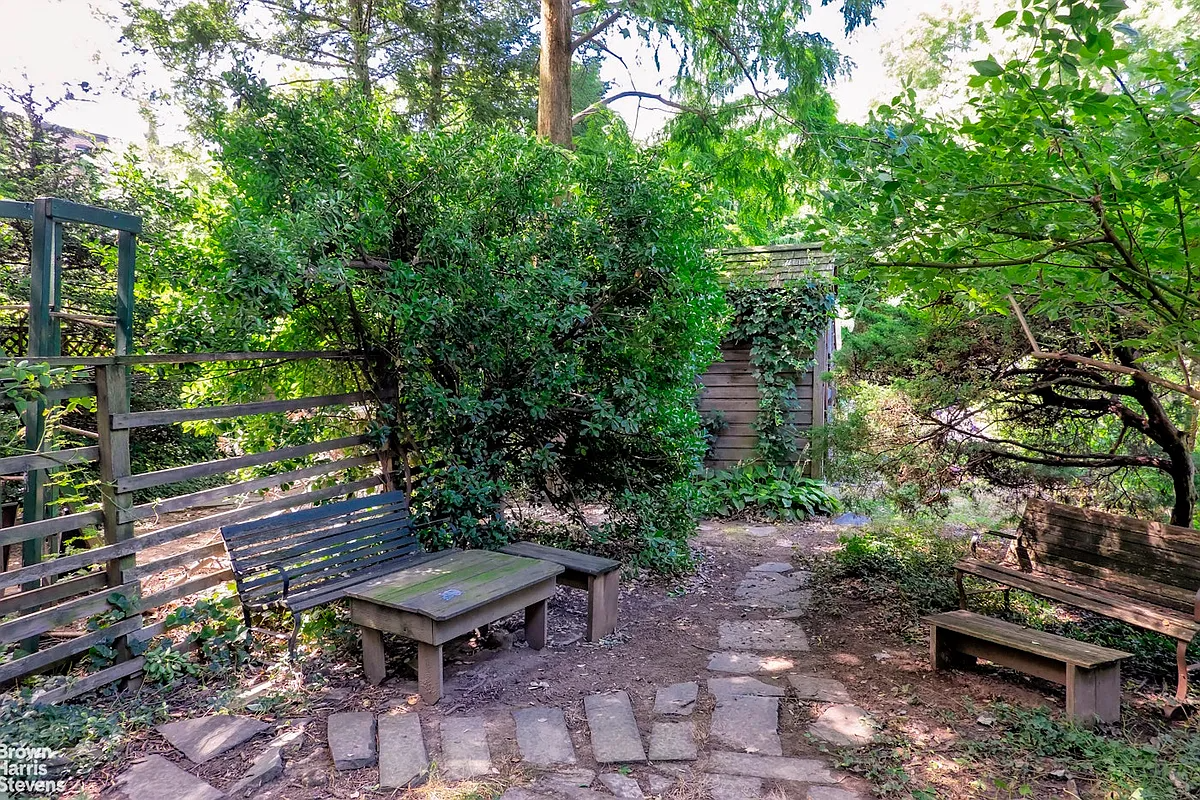 rear yard with stone path