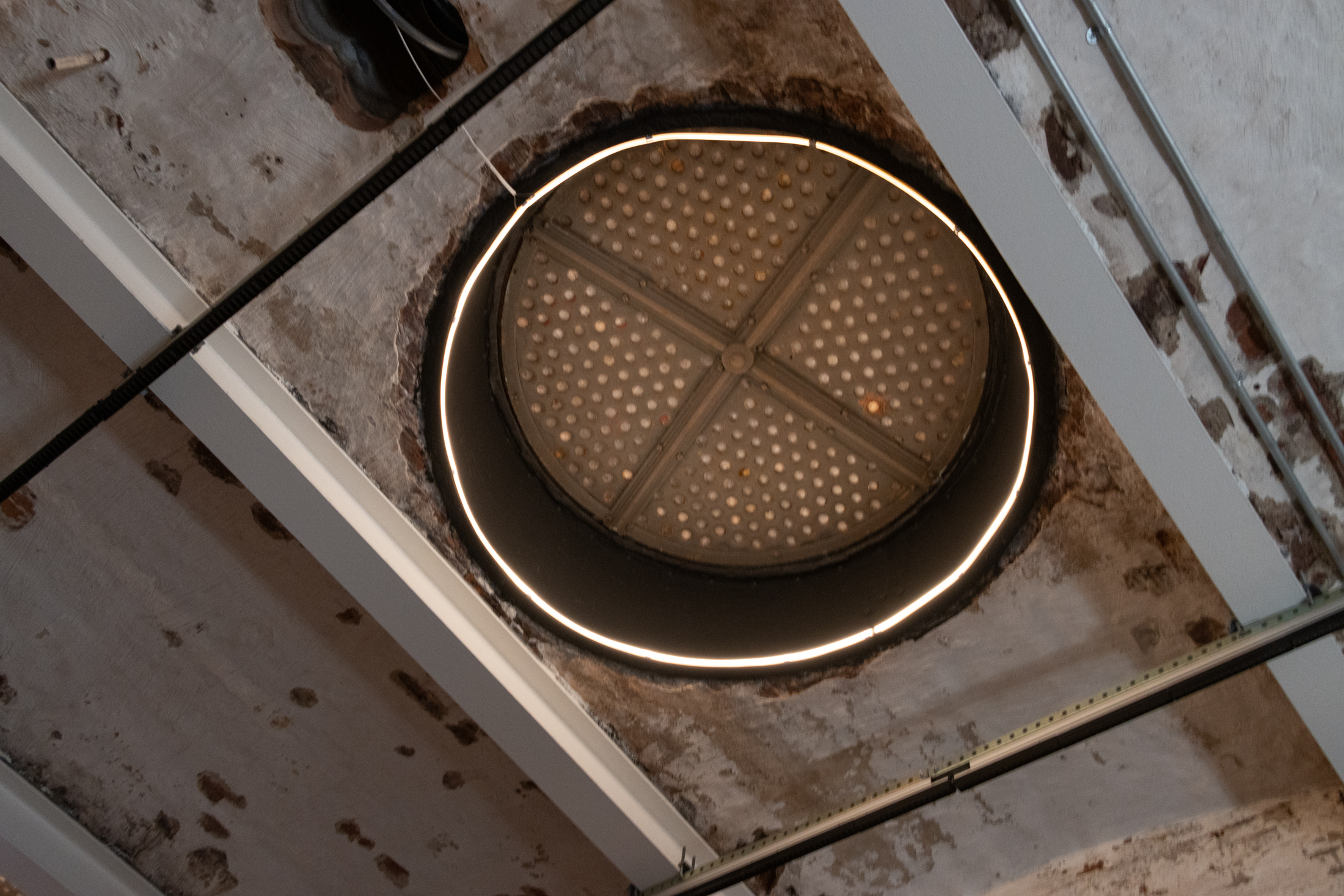 original skylight with new steel beams on either side