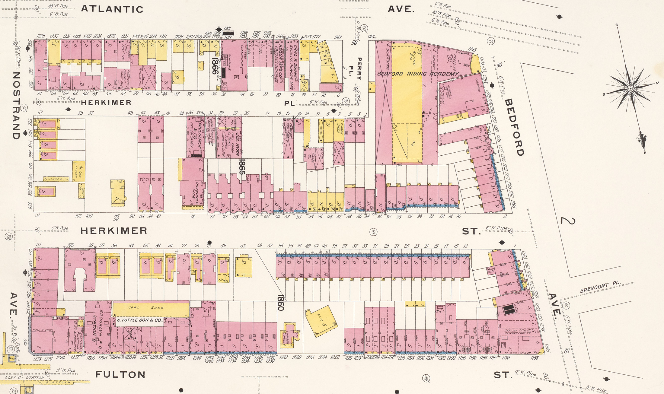 a map showing commercial and residential buildings