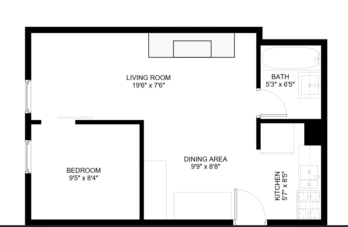 floorplan showing kitchen at entrance