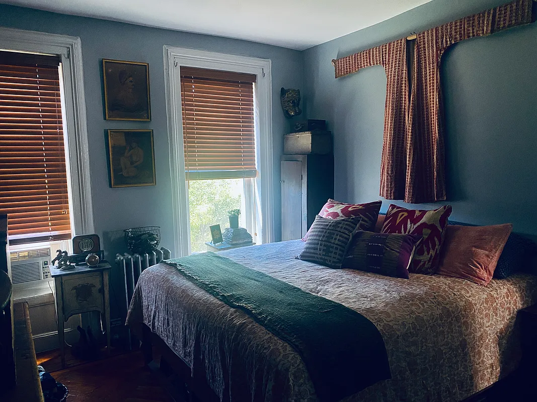 bedroom with blue walls