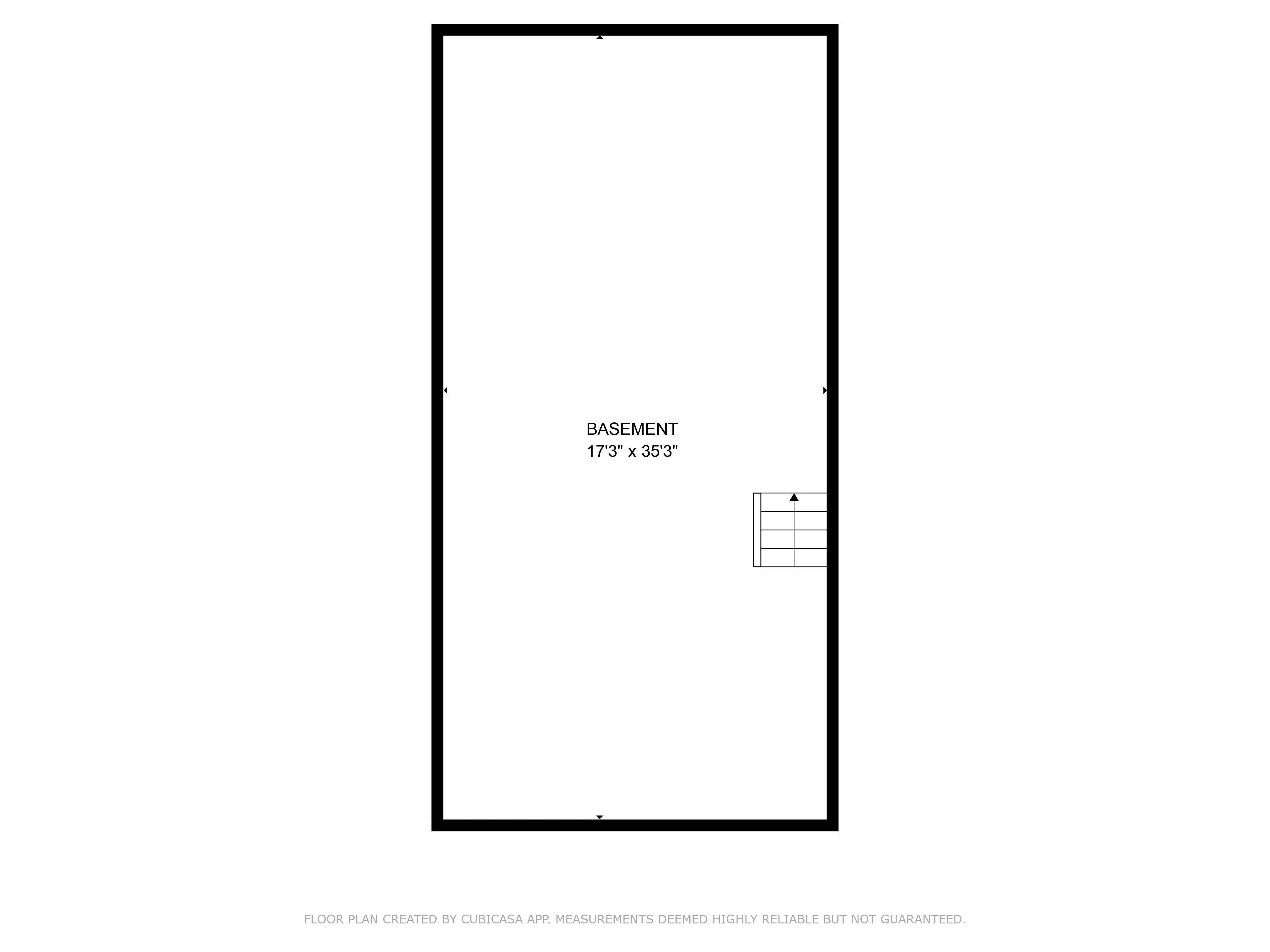 basement floorplan showing just open space with a staircase