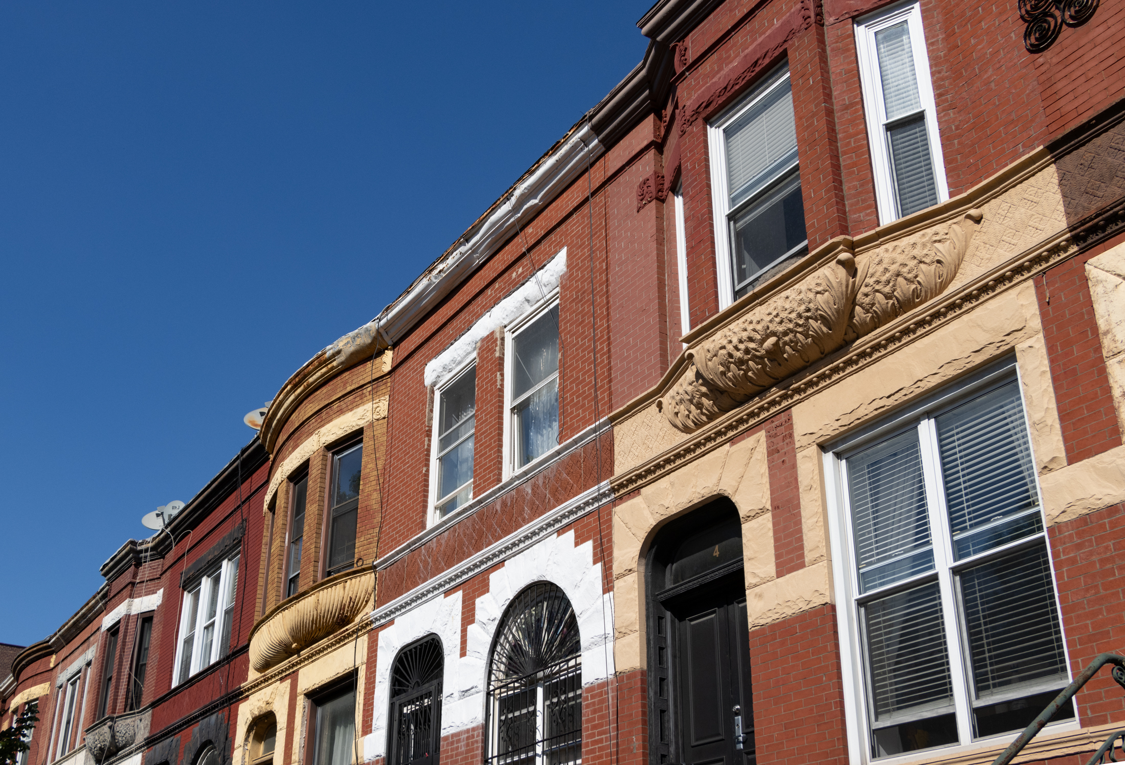 brick and brownstone row houses