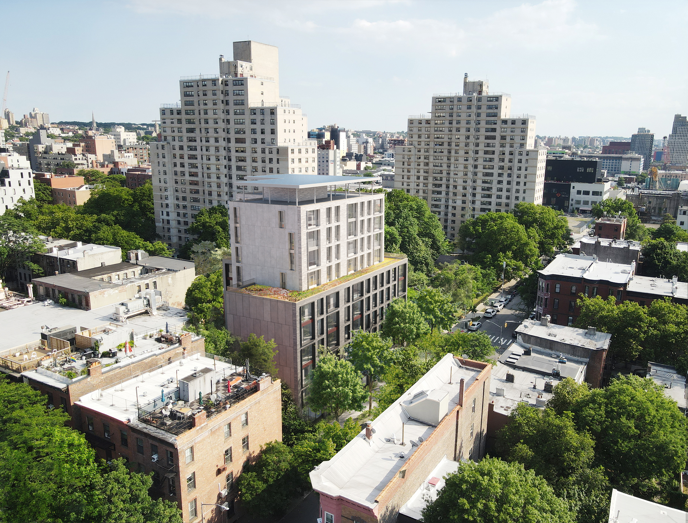 aerial view of multi-story building