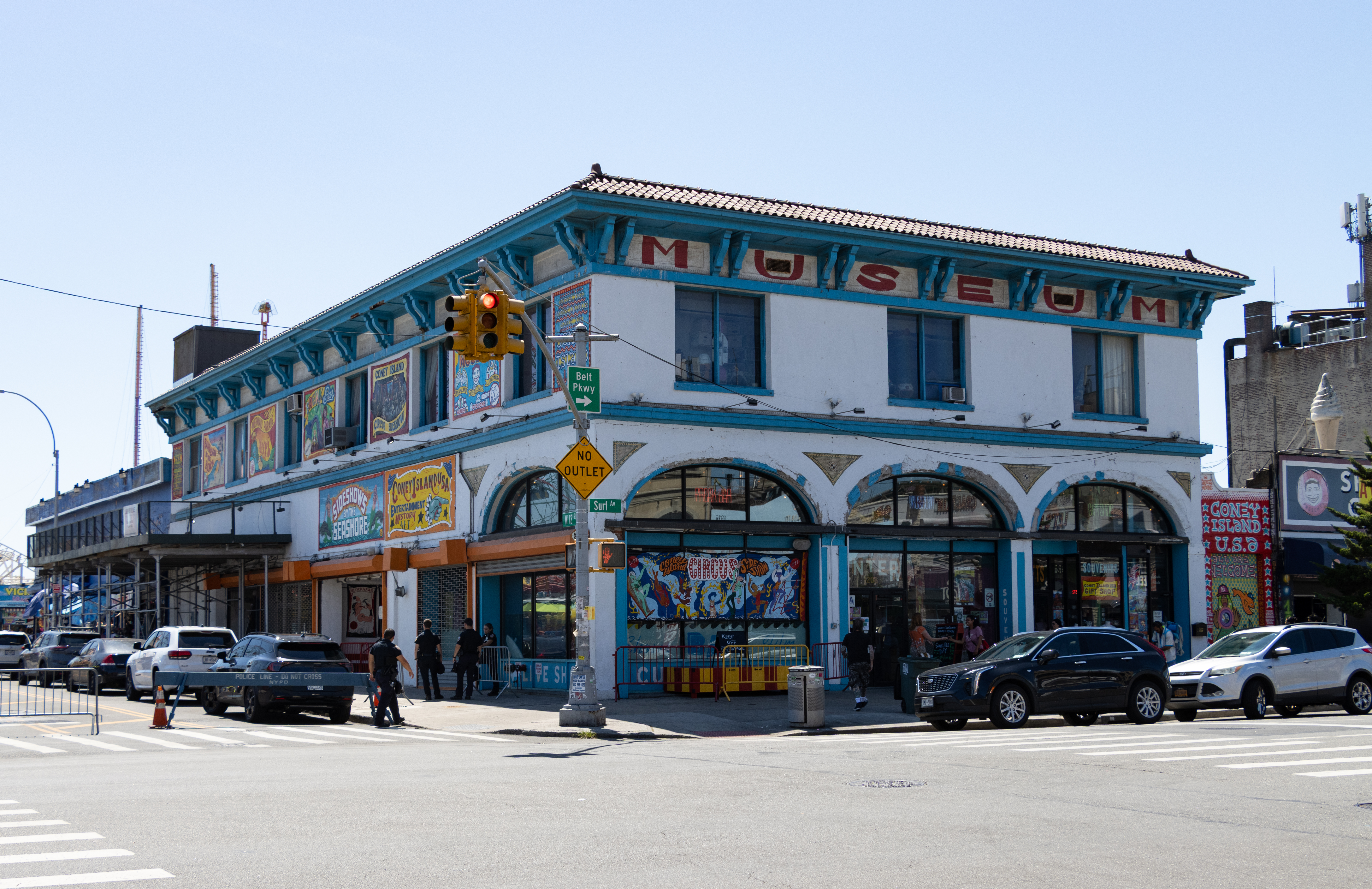 coney island museum with colorful painted signage on the exterior
