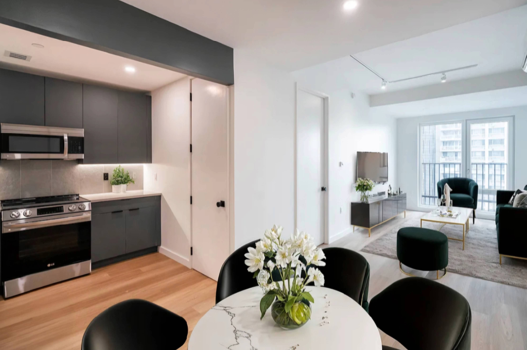 open plan living room and kitchen