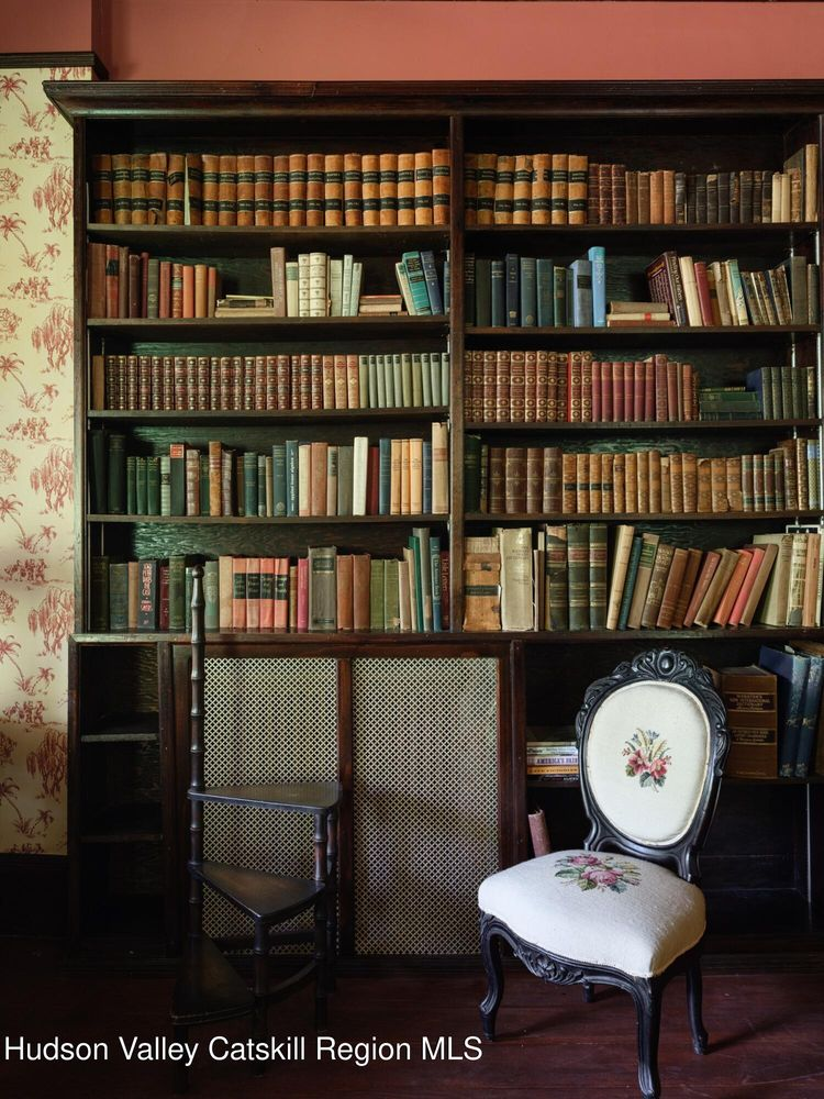 bookshelves in the library