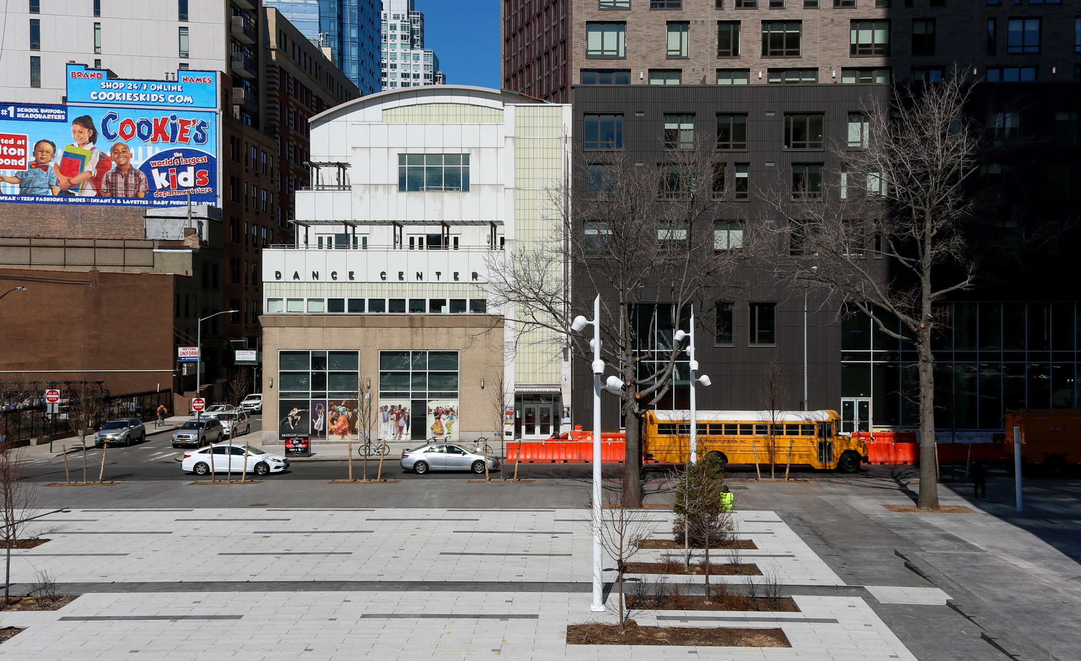building with white top and "dance center" in letters on the facade