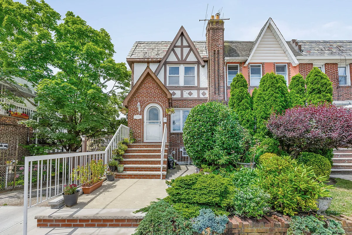 a tudor style brick sem-detached house