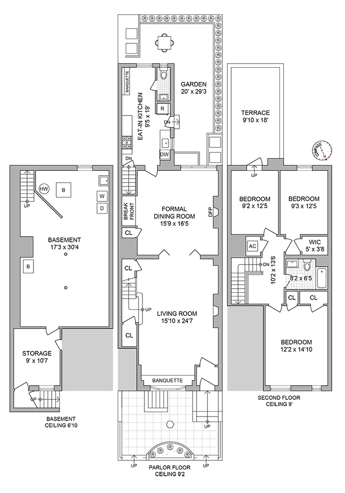 floorplan showing two floors of living space plus laundry in a basement