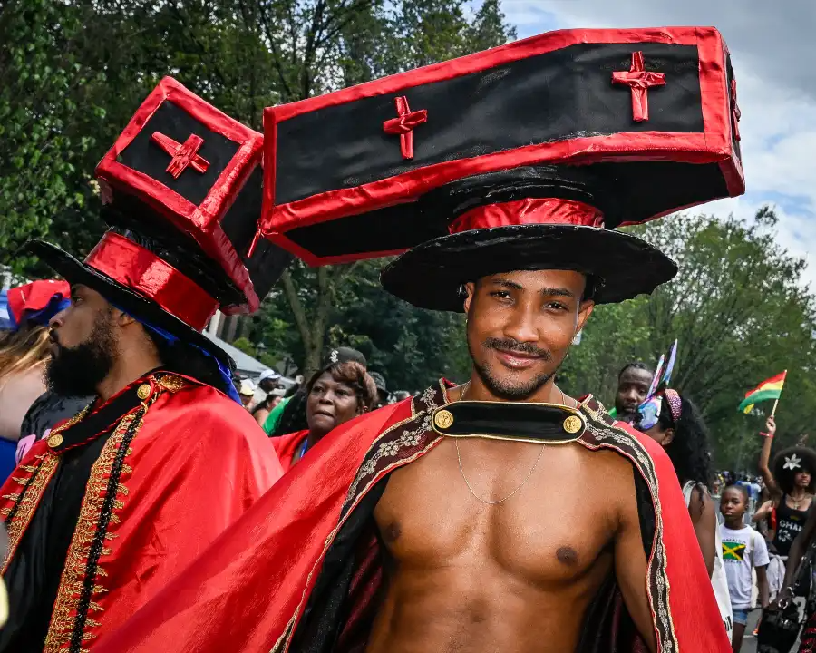 person with red cape