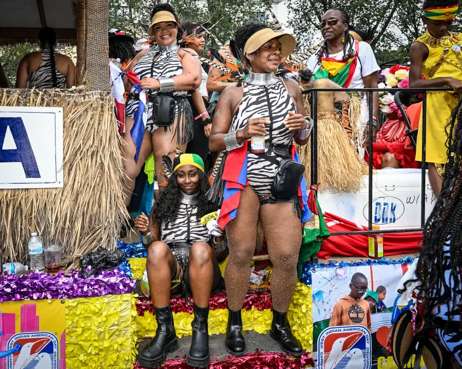 people in zebra striped costumes