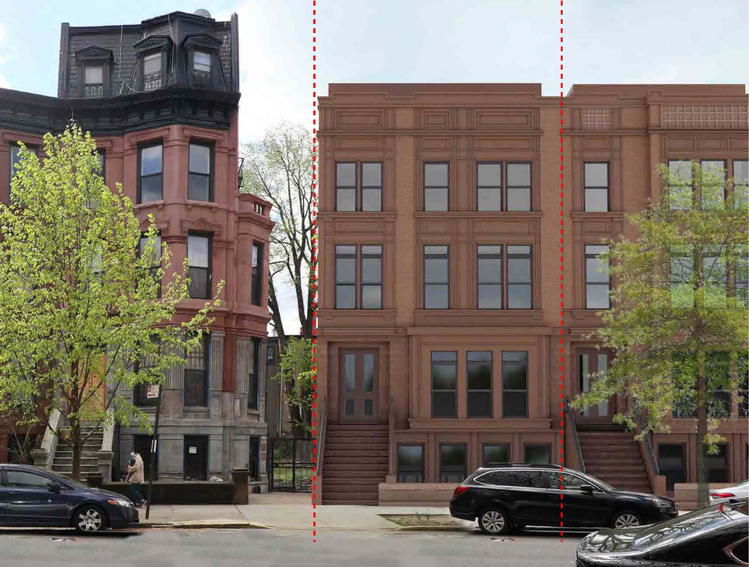 rendering of an infill row house