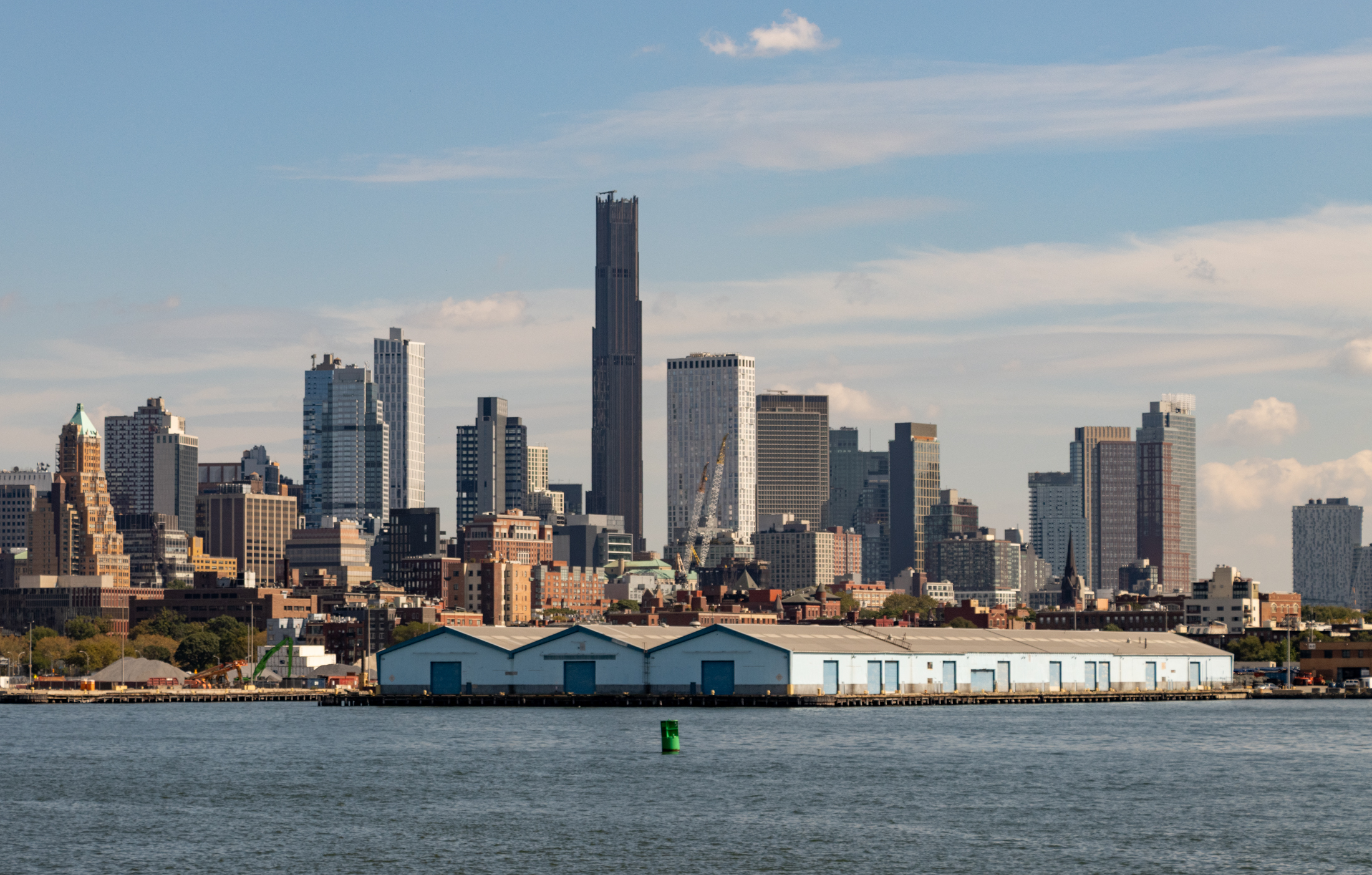 view of the downtown Brooklyn skyline from the water