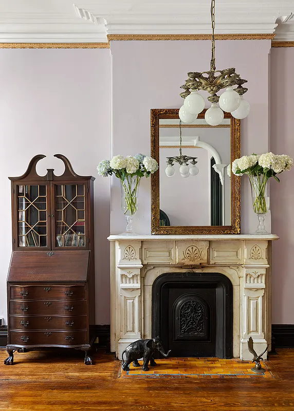 marble mantel with black insert