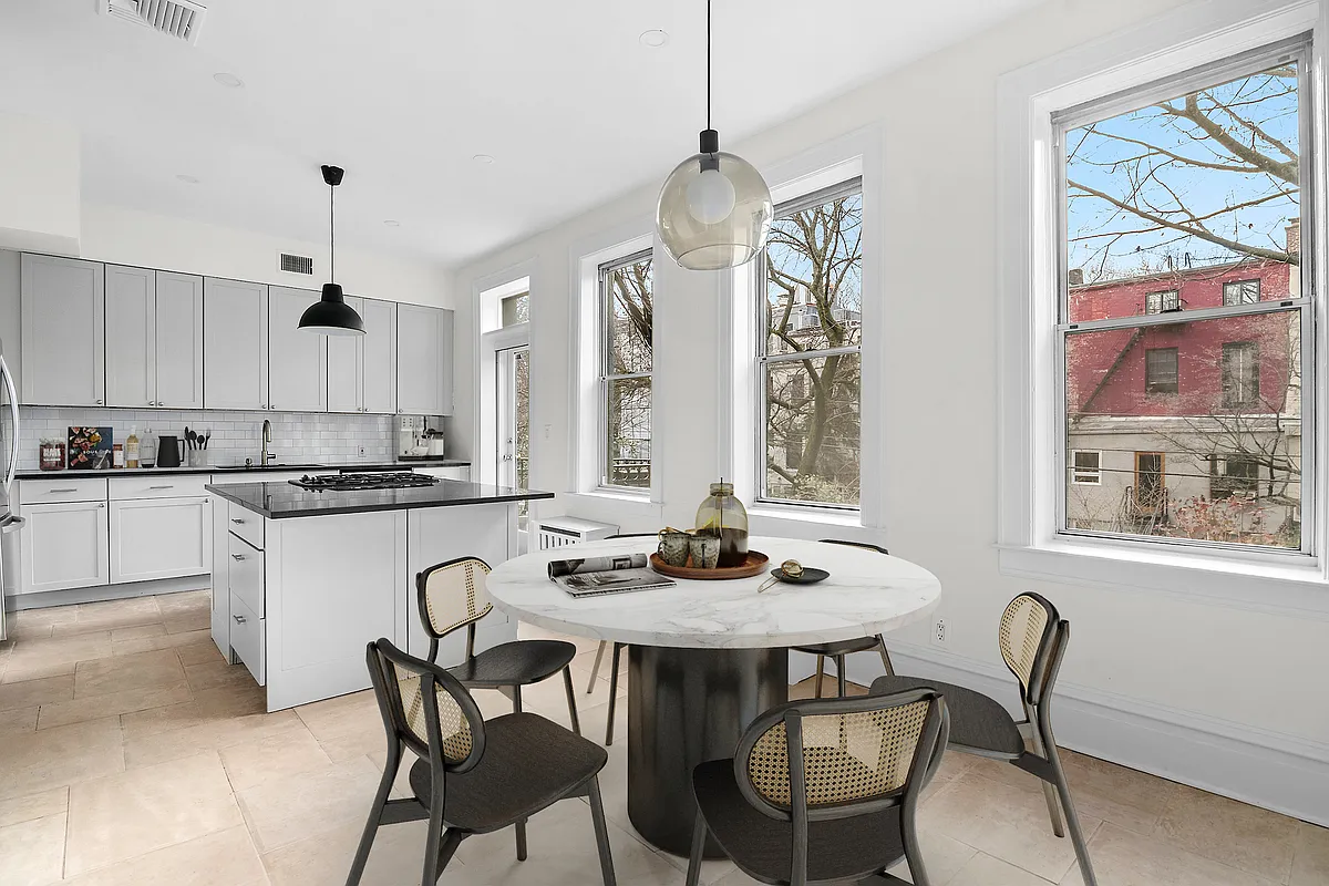 kitchen with an island and room for eating