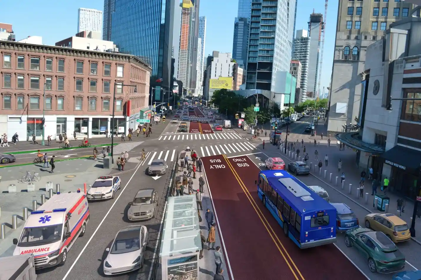 aerial renderings of flatbush avenue bus lanes