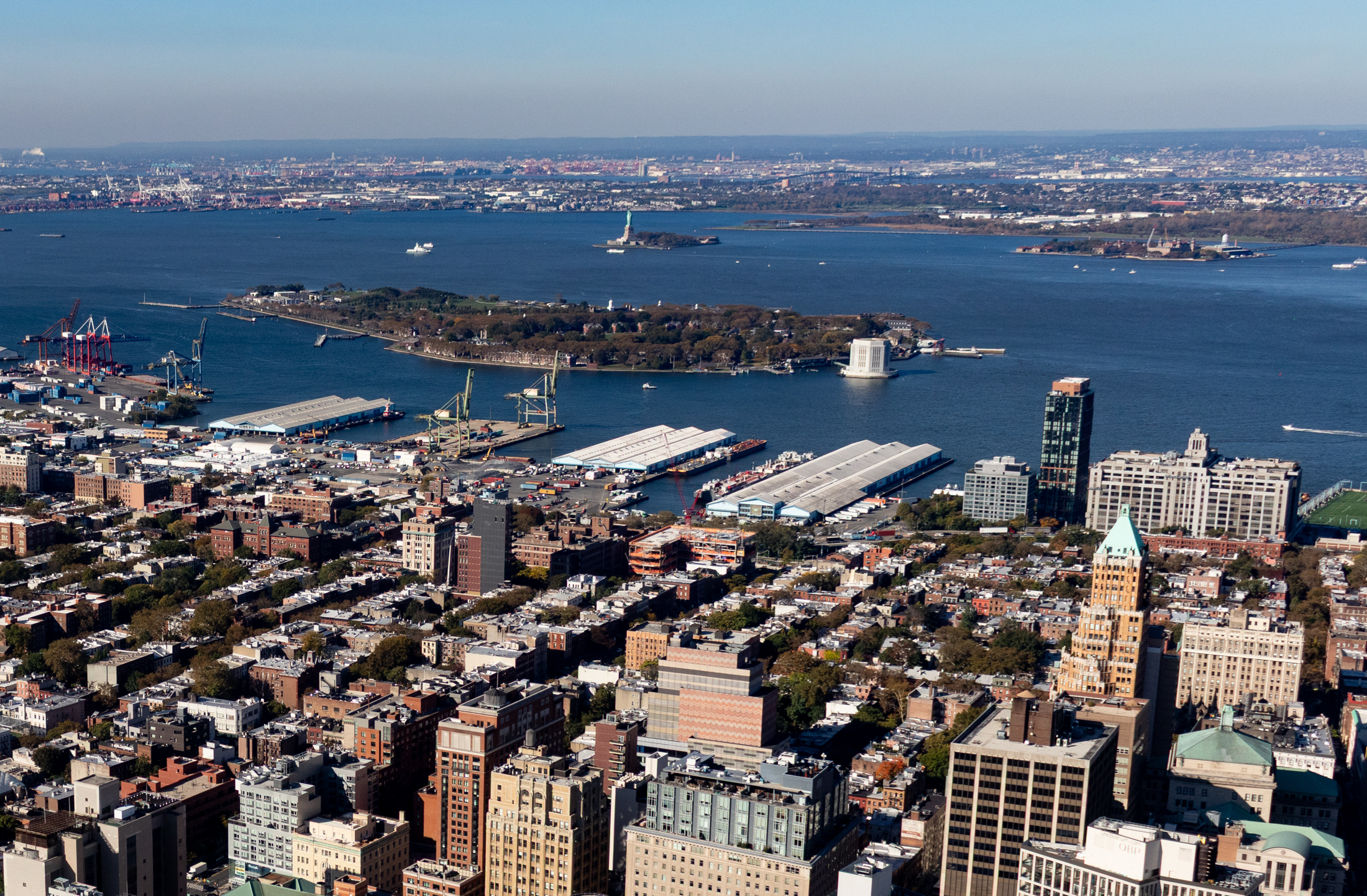 waterfront with cranes