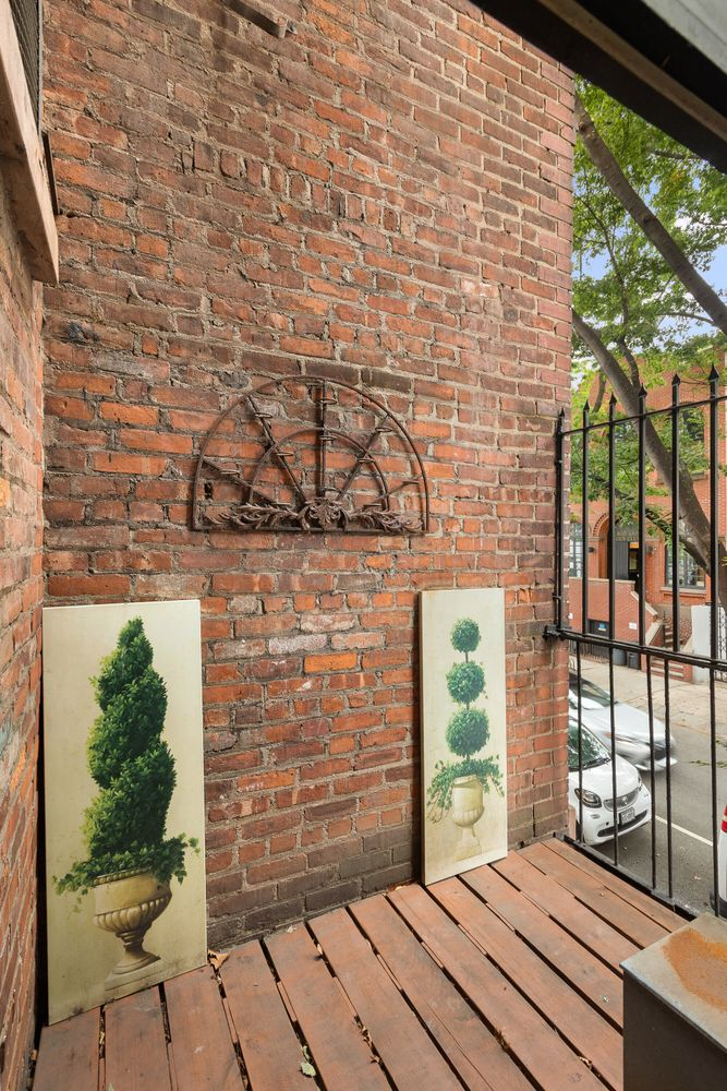 terrace with brick wall