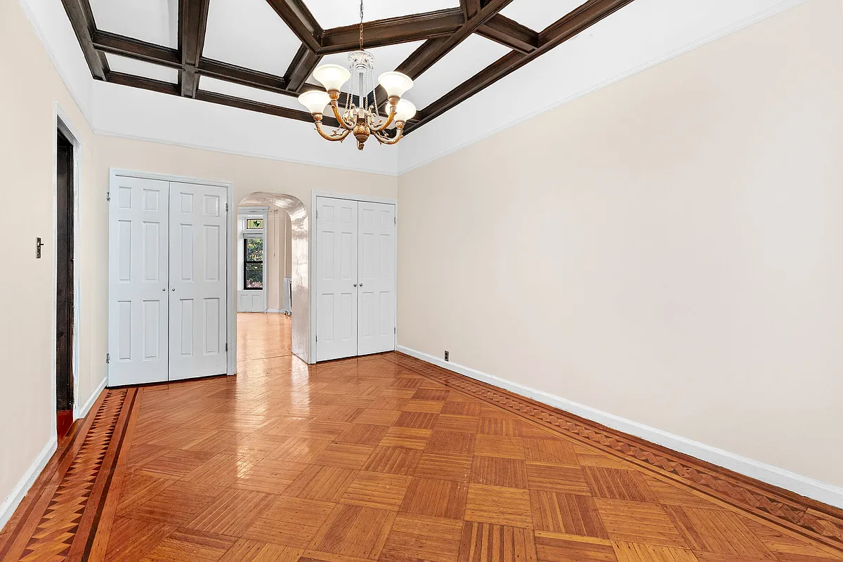dining room with beamed ceiling