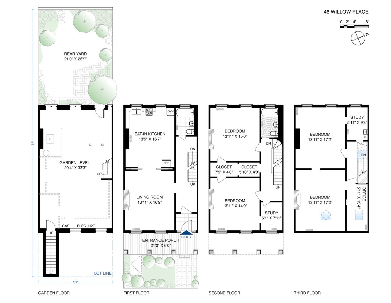 floorplan with three floors plus basement