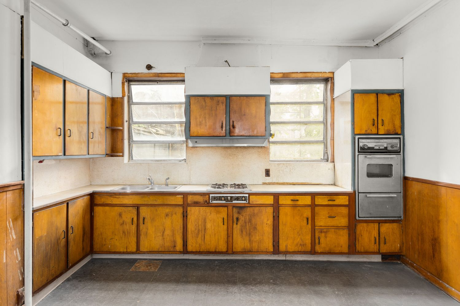 kitchen with vintage wood cabinets